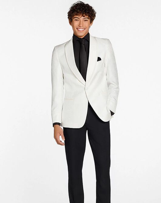 BLACKTIE NIGHT VINE Diamond White Wedding Tuxedo Ivory Tuxedo - 4