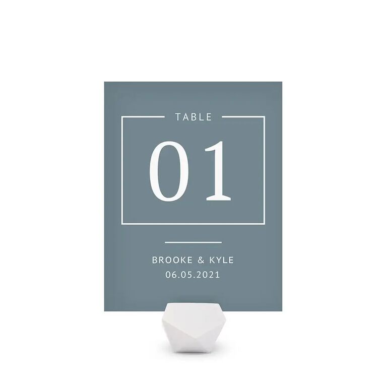 personalized wedding table number card with names and wedding date