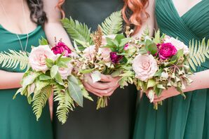 Bouquets with Ferns, Roses and Ranunculus