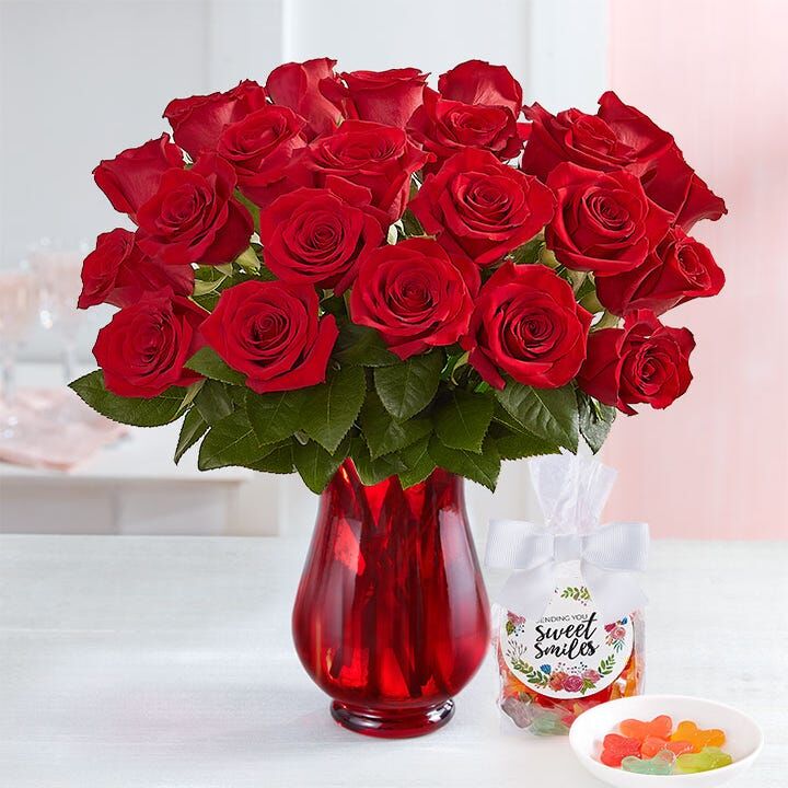 Two dozen red roses from 1-800-Flowers