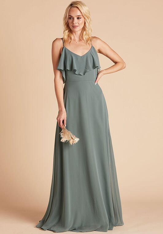 birdy grey Bridesmaid Dress- Chiffon Sea Glass convertible dress Size Small