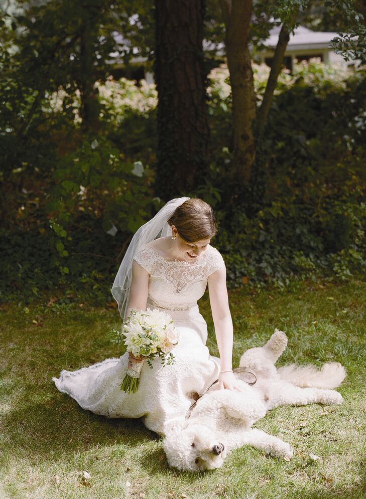 The couple's dog made an appearance for the photos, making the day even more unforgettable.