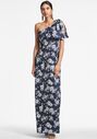 Sachin & Babi Chelsea Gown - Navy & Ivory Peony One Shoulder Bridesmaid Dress - thumbnail - 1