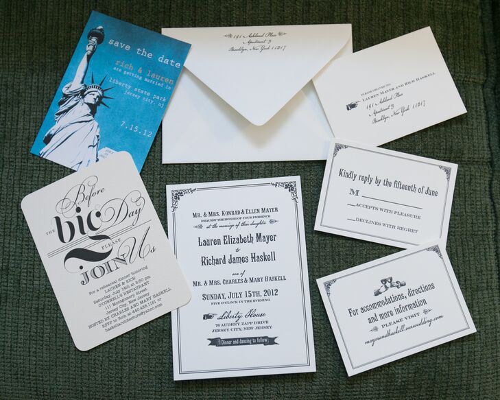 Lauren and Richard's vintage-inspired wedding theme began with their wedding invitations with fonts reflective of vintage eras.