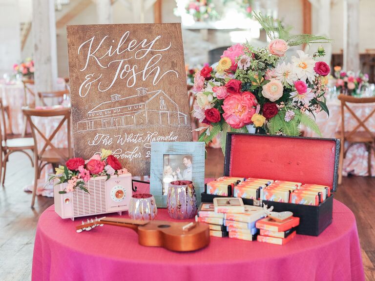 8-track tapes as wedding favors.