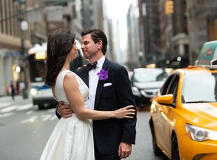 Alexis Farah and Nick Hart pulled off a classic big city wedding with bright, textured blooms and New York City–inspired touches at The Rainbow Room i