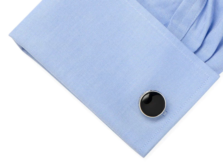 Round black onyx cuff links
