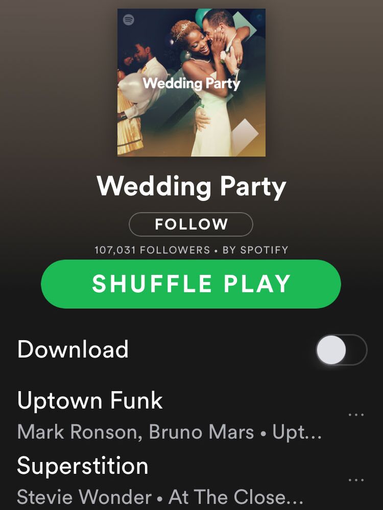 Spotify wedding app screenshot