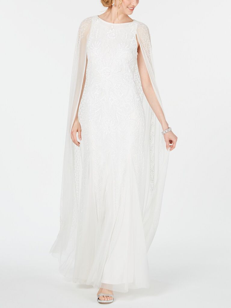 Adrianna Papell embellished cape gown