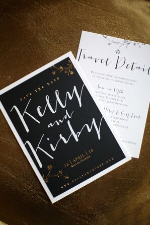 Black and White Invitation with Gold Foil Illustration