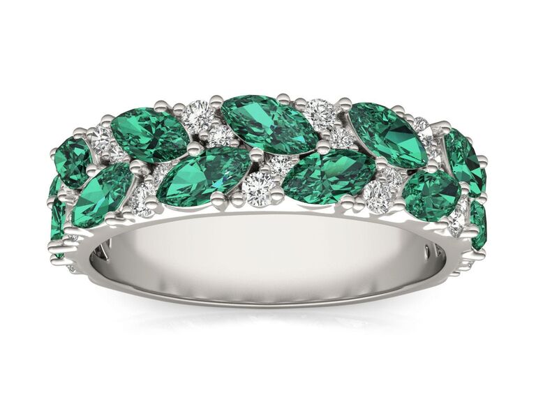 Charles and Colvard diamond and emerald band. 