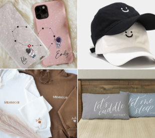 a collage of cute matching gifts for couples