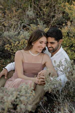 Elegant Engagement Photo in Wildflower Field