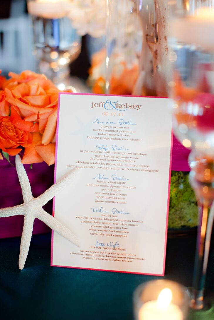 Simple, colorful menus were placed at each table.