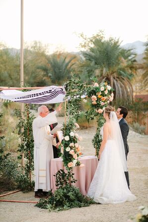 Rabbi Offering Blessing During Jewish Wedding Ceremony at The Living Desert Zoo and Garden in Palm Desert, California