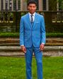 BLACKTIE SHARKSKIN Marine Blue Wedding Suit Blue Tuxedo - thumbnail - 1
