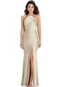 Dessy Group Halter Convertible Strap Bias Slip Dress With Front Slit - 6853 Halter Bridesmaid Dress - thumbnail - 1