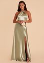 Birdy Grey Monica Dress in Satin Moss Green Bridesmaid Dress - thumbnail - 4