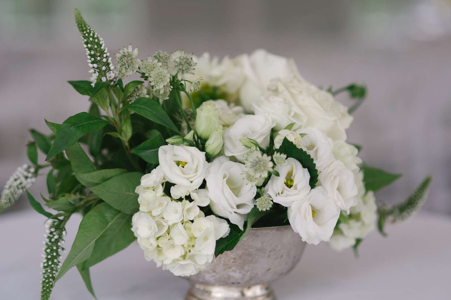 White Lisianthus and Hydrangea Bouquet