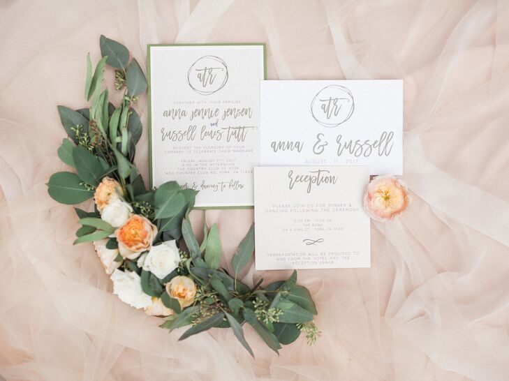 Romantic Script-Font Wedding Invitations with Monogram