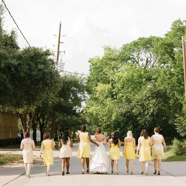 Sarah let each of the girls choose her own dress style and shade of yellow.