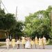 Sarah let each of the girls choose her own dress style and shade of yellow.