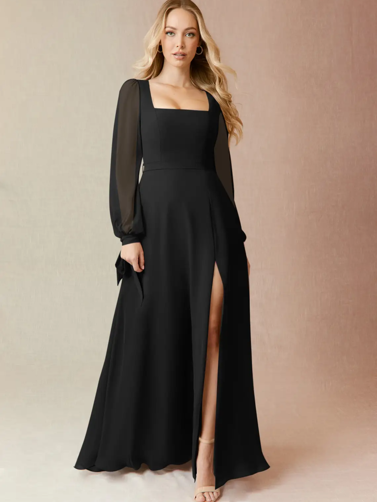 Azazie long sleeve black gothic bridesmaid dress