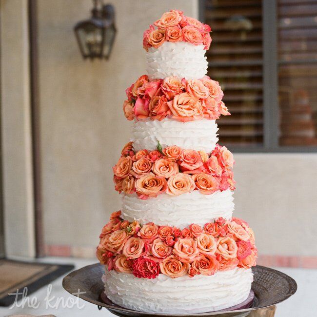 Ruffled Cake With Garden Roses