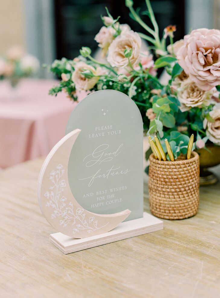 Moon, Fantasy-Themed Guest Book Table, Mint-and-Blush