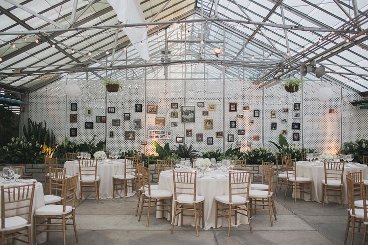 One wall at the conservatory reception was decorated with framed pictures of Nicole and Adam's families over the generations.