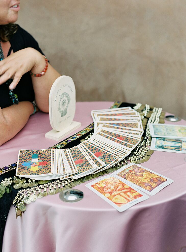 Tarot Cards Fanned Out at Fantasy Themed Cocktail Hour