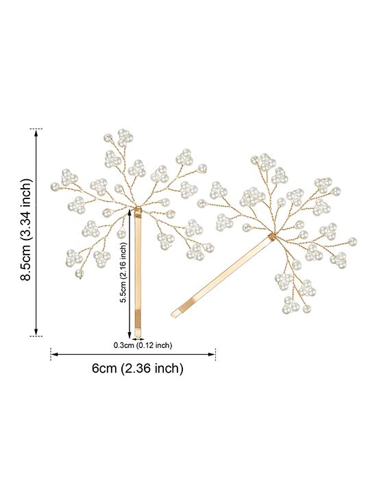 AW Bridal AW BRIDAL Wedding Hair Clip Pearl Hair Pins Bridal Barrette Hair Piece for Wedding Hair Accessories for Brides Women 2pcs (Gold) Gold Pins, Combs + Clip - 1