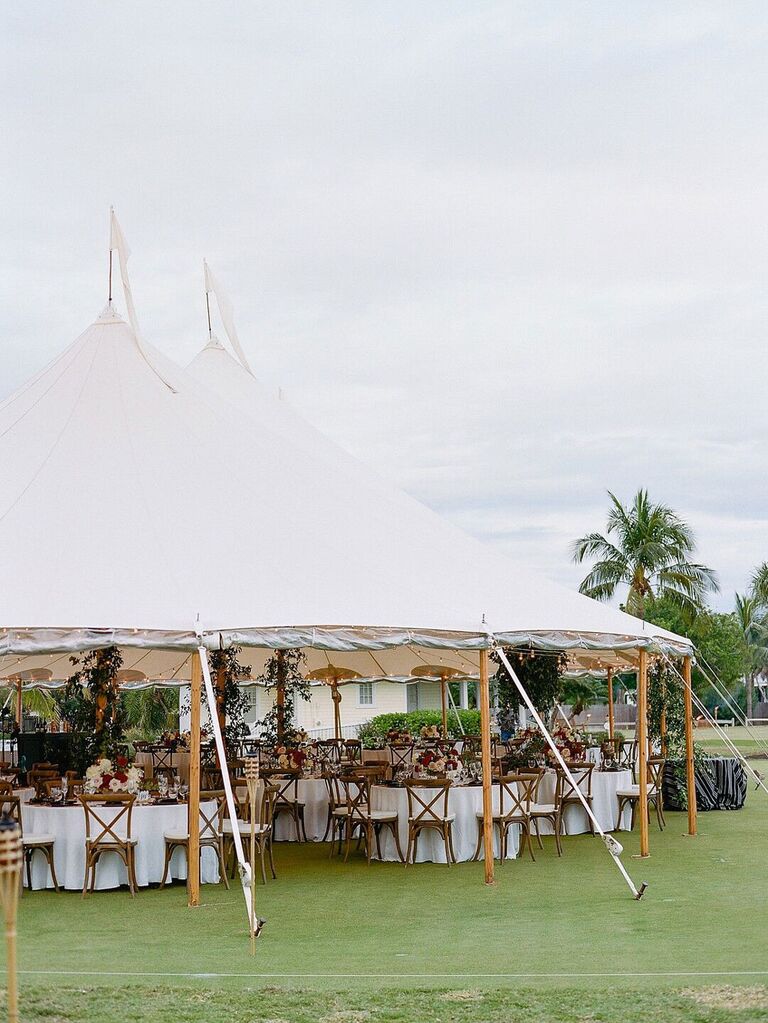 Outdoor summer wedding tented reception