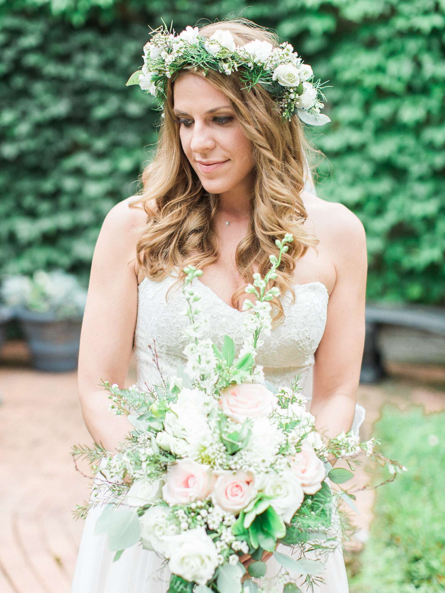 Natural White and Green Flower Crown