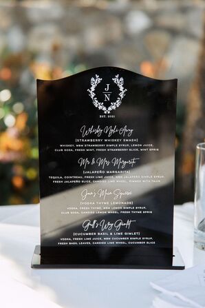 Black Acrylic Bar Menu Sign With Monogram
