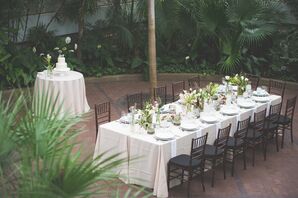 Reception Dining Table and Wedding Cake
