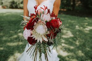 Burgundy and Blush King Protea and Peony Bouquet