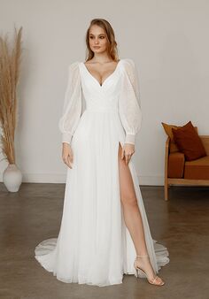 Olivia Bottega Sparkly Wedding Dress Inger With Leg Slit A-Line Wedding Dress