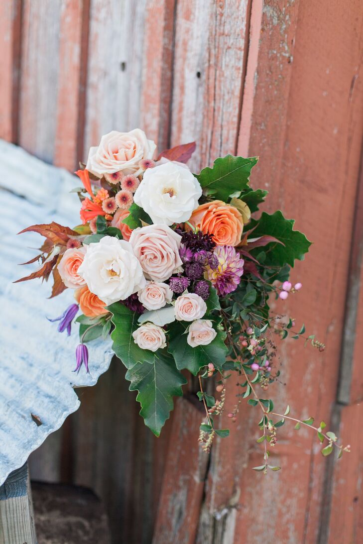 Pink Bouquet With Roses and Dahlias