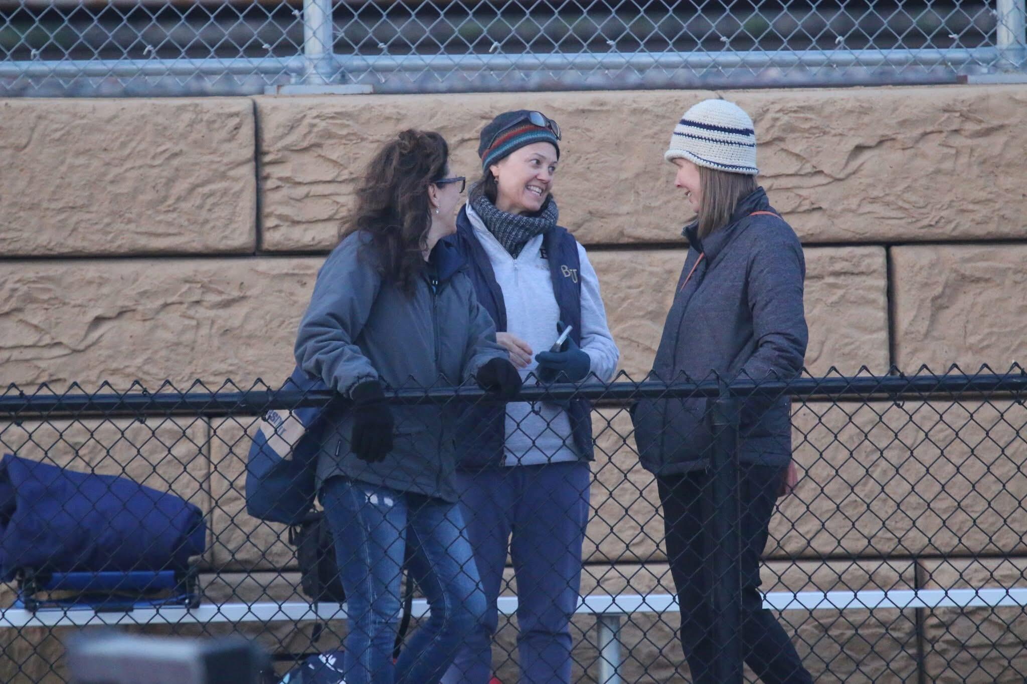 With spring came outdoor track meets and The (Unauthorized) Meeting of the Moms.