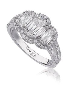 Christopher Designs Glamorous Emerald Cut Engagement Ring