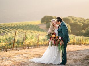 Annie Keire and Kris Udang fused bohemian romance with rock and roll for their fall nuptials at the historic Holman Ranch in California’s Carmel Valle