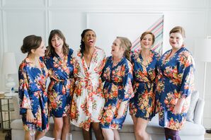 Bridesmaids Getting Ready in Robes at the Kimpton Brice Hotel in Savannah, Georgia