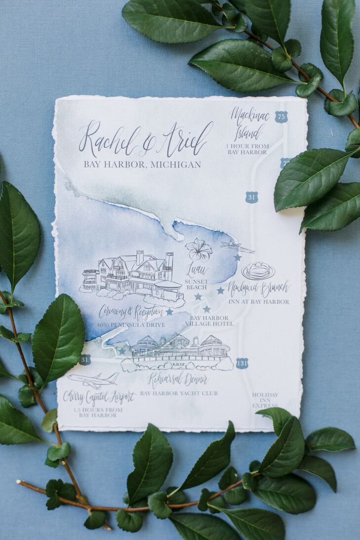 Watercolor Painted Wedding Events Map