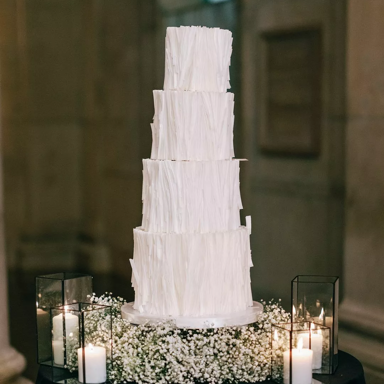 All-white buttercream wedding cake