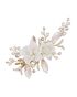 AW Bridal AW BRIDAL Swarovski Crystal Bridal Hair Clip White Flower Wedding Hair Piece for Bride Hair Comb Barrette Bridal Hair Accessories (Gold) Gold Pins, Combs + Clip - thumbnail - 1