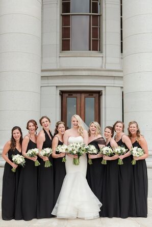 Elegant Floor-Length Black Bridesmaid Dresses