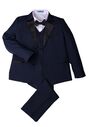 Little Tuxedos "Prodigy" Kids Navy Tuxedo (5-Piece Set) Flower Girl Dress and Ring Bearer Outfit - thumbnail - 1
