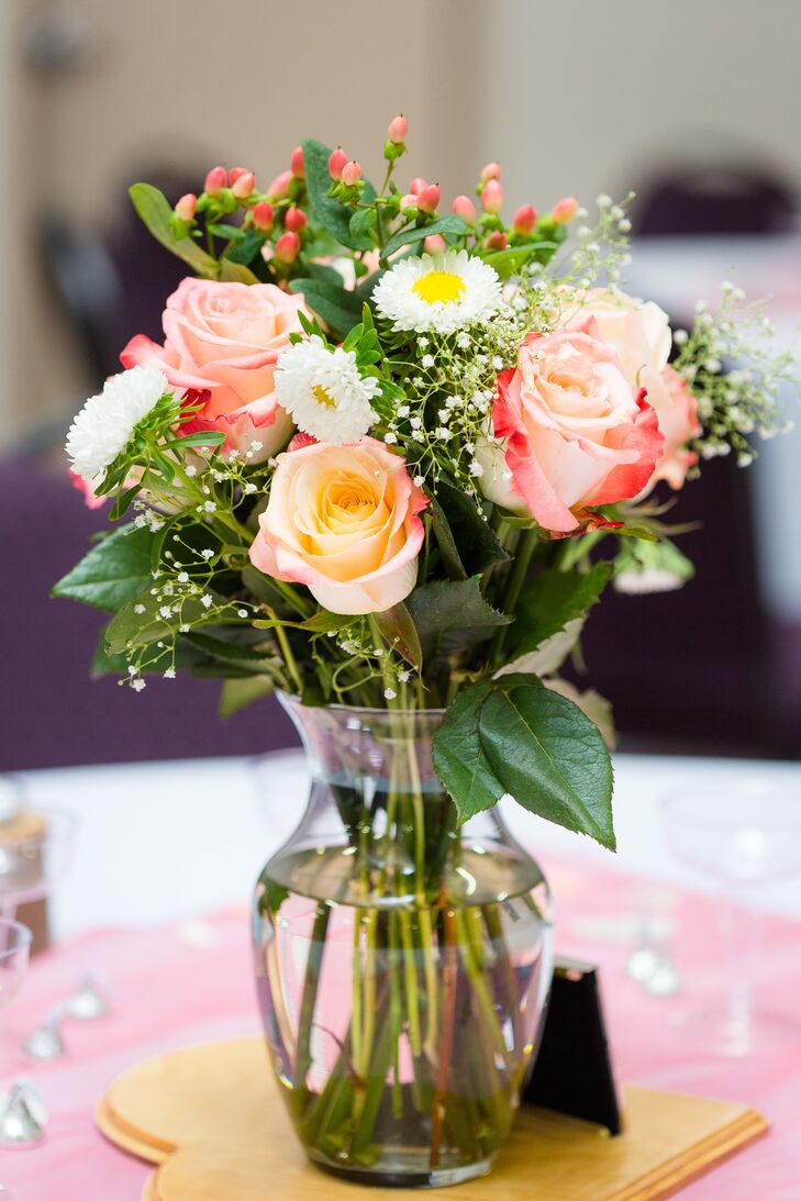 Pink and Ivory Flower Centerpiece