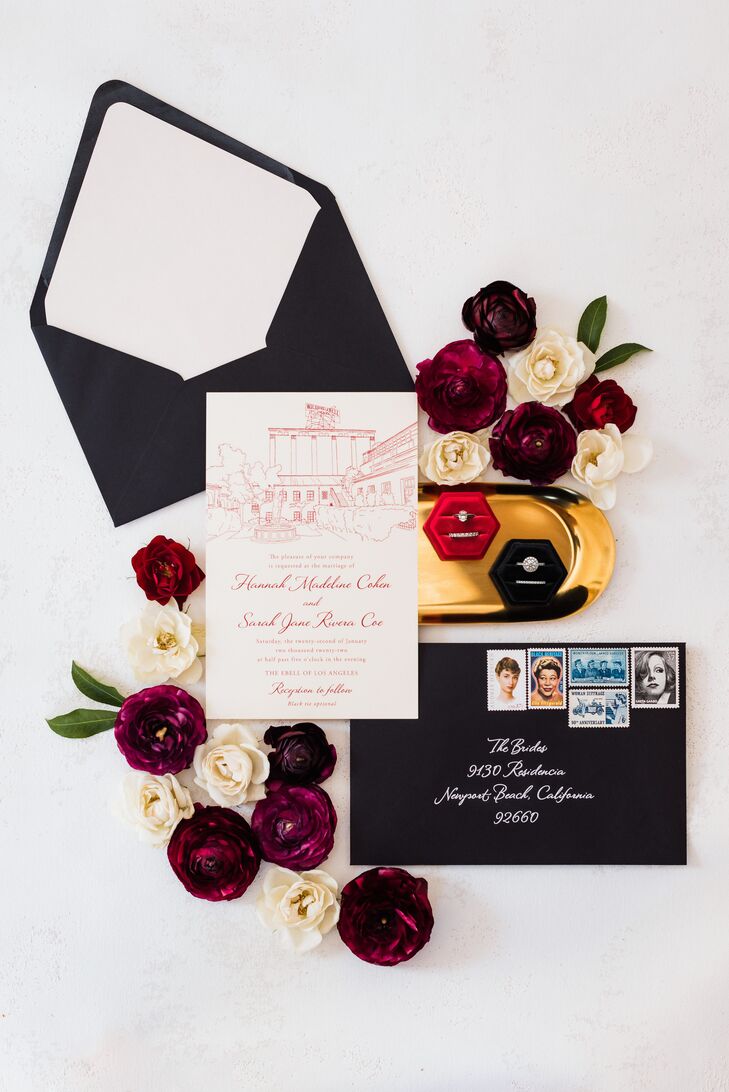 Simple Black-and-White Wedding Invitation Suite